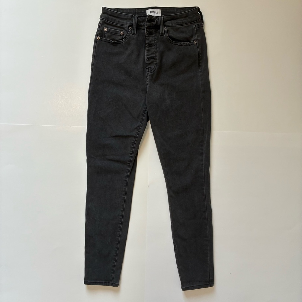 Pistola Women Charcoal Mid High-Rise Four Button Skinny Jeans 27/4